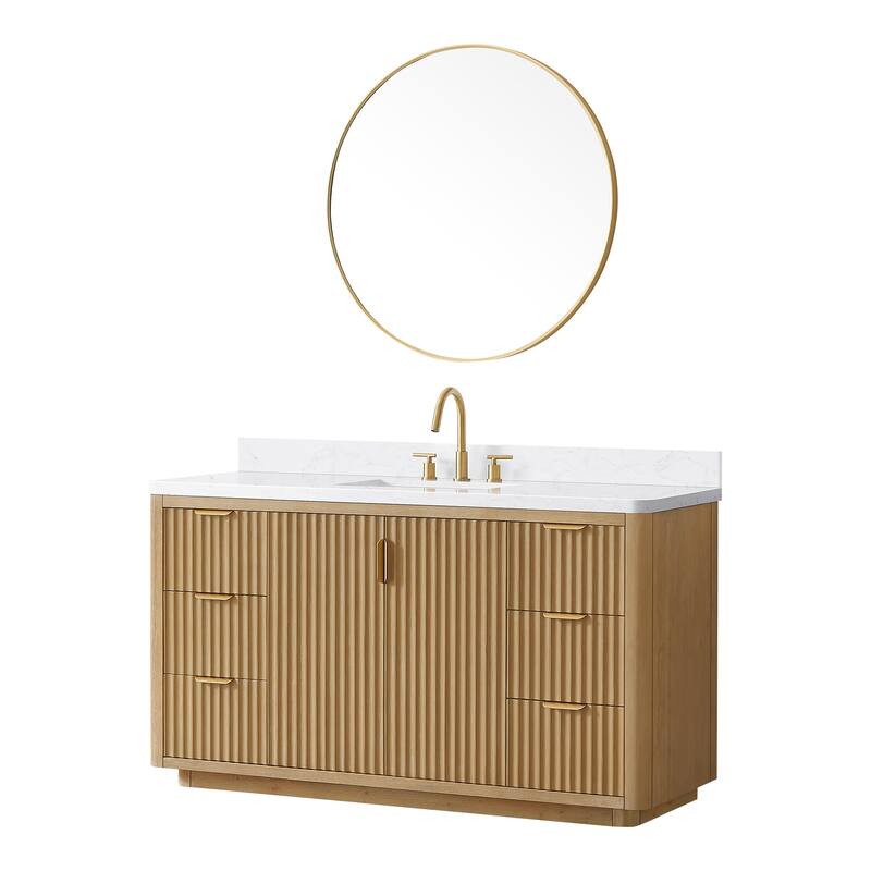 Cadiz Bath Vanity with Composite Stone Top and Mirror