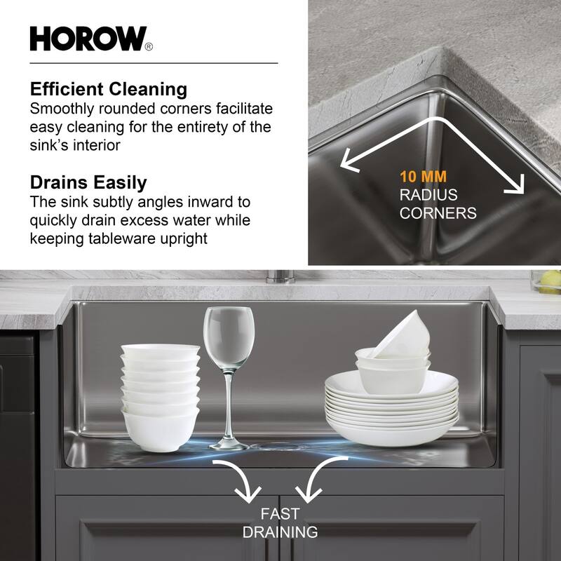 HOROW 32 in 16-Gauge Undermount Single Bowl Stainless Steel Kitchen Sink with Accessories