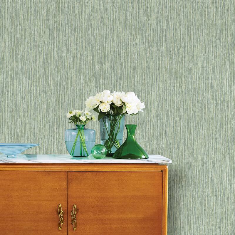 A-Street Prints Raffia Thames Green Faux Grasscloth Wallpaper