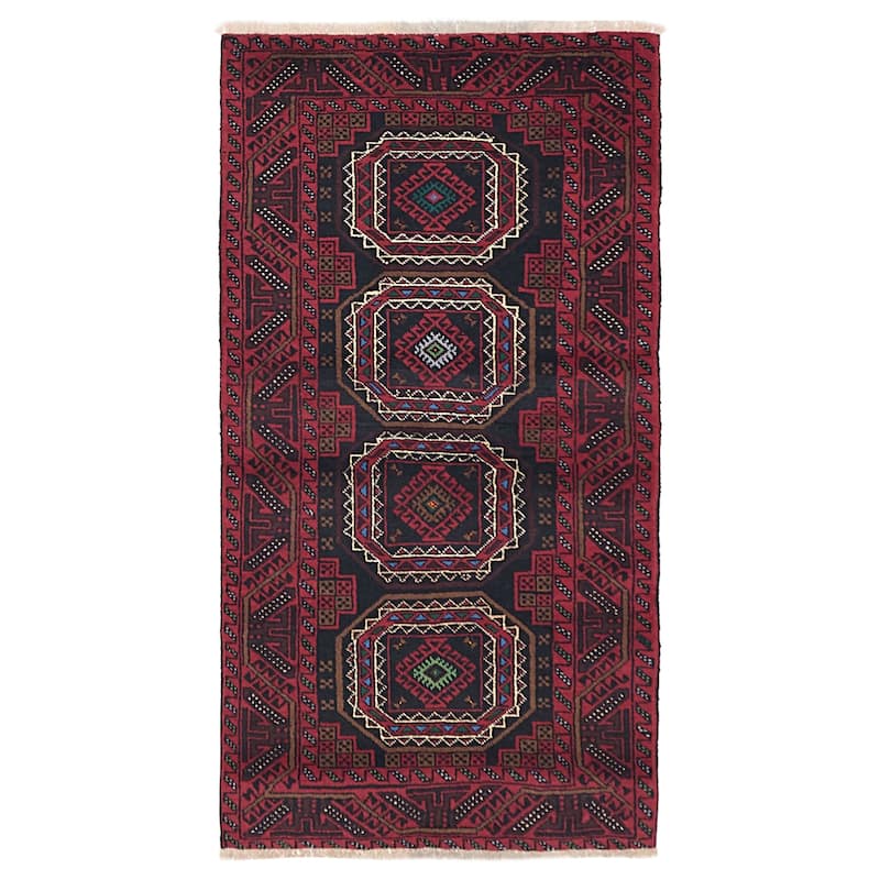 ECARPETGALLERY Hand-knotted Teimani Black, Red Wool Rug - 3'1 x 5'11