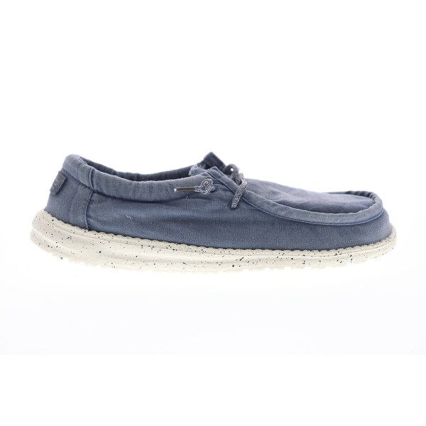 blue canvas boat shoes