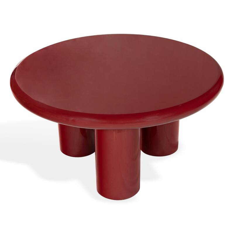 SAFAVIEH Couture Lollita Round Concrete Coffee Table - 35"W x 35"D x 18"H - Red