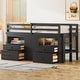 preview thumbnail 24 of 33, Twin Size Loft Bed for Kids, Wooden Loft Bed with 4 Storage Drawers, Cabinet, Shelves, Low Loft Bed Frame with Safety Guardrails Espresso - Twin