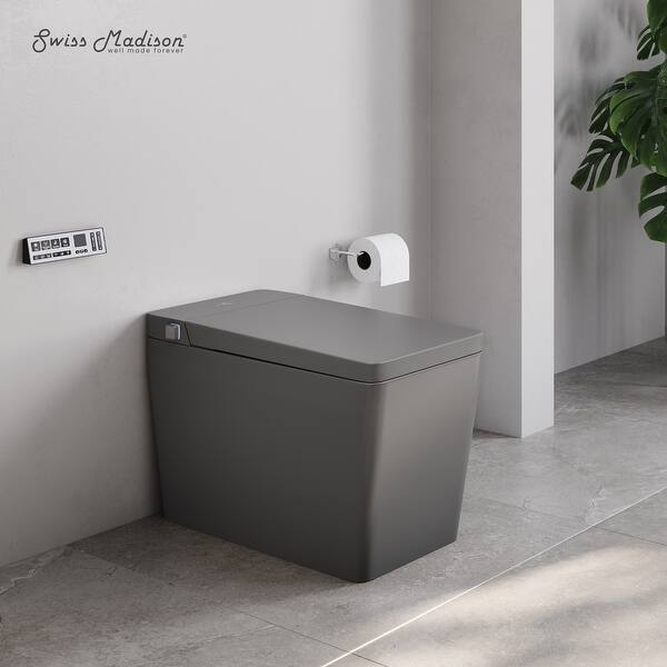 slide 2 of 8, Concorde One Piece Smart Toilet 1.28 Gpf In Matte Gray With Heated Bidet, Air Drying, Night Light, Foot Sensor