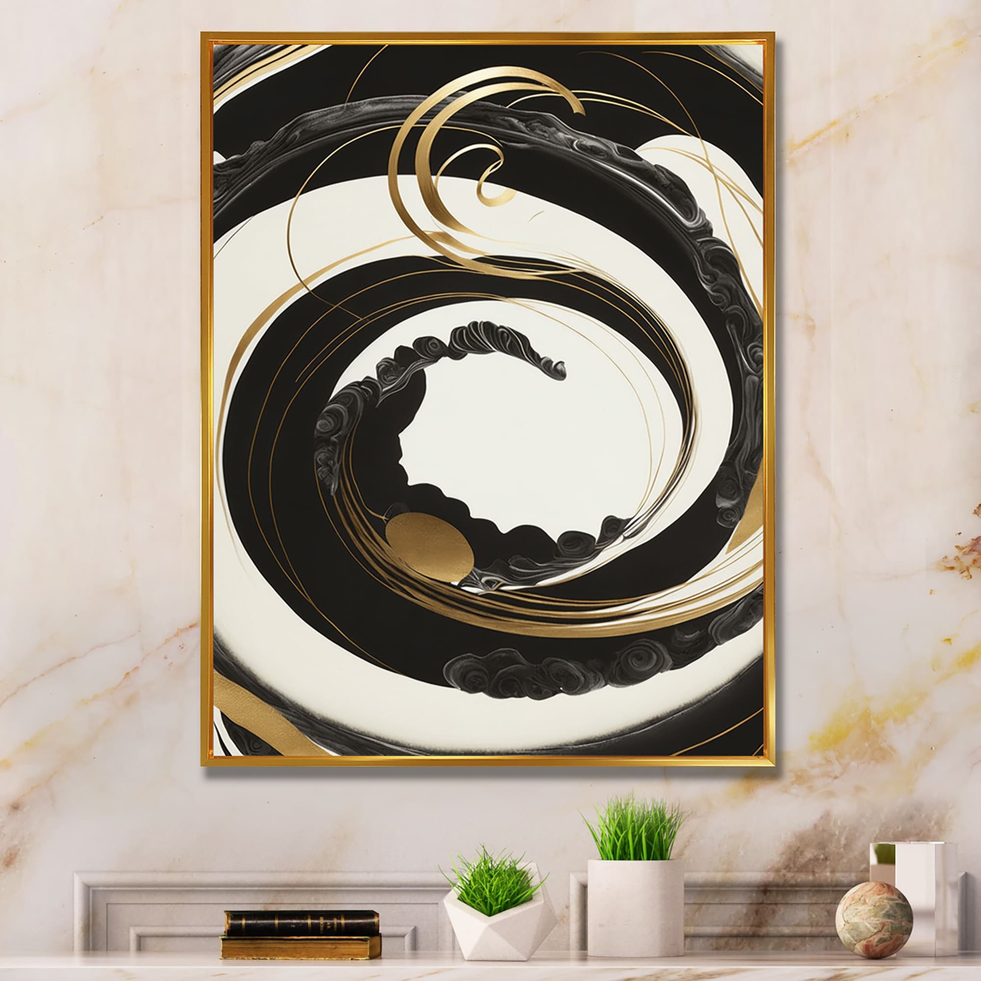 Designart Luxury Brand Design I Fashion Framed Art Print - 30 in. Wide x 30 in. High - Black