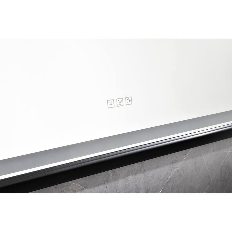 Extra Large LED Lighted Bathroom Mirror - Wall Mounted Vanity Mirror with Anti-Fog Function - White - 5'x3'