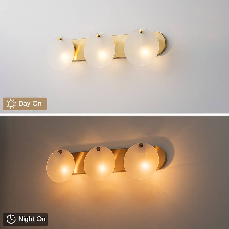 Modern Gold 3-Light Vanity Light Frosted Glass Bathroom Fixture