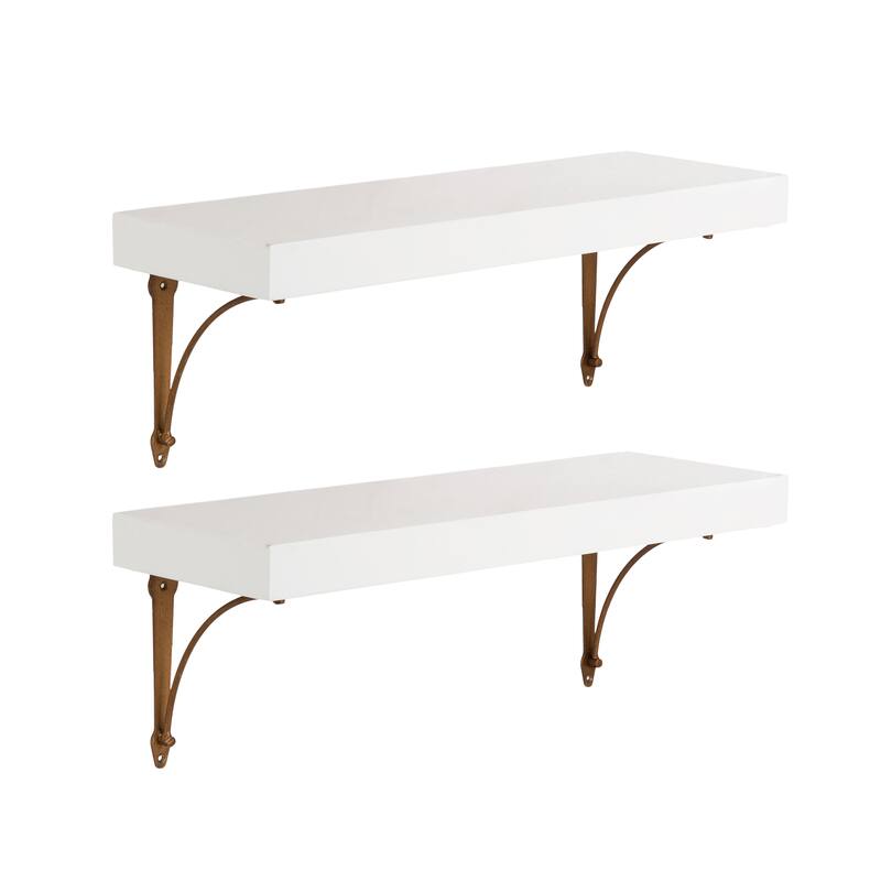 Kate and Laurel Hatley Floating Shelf Set - 2pc 24 inch - White