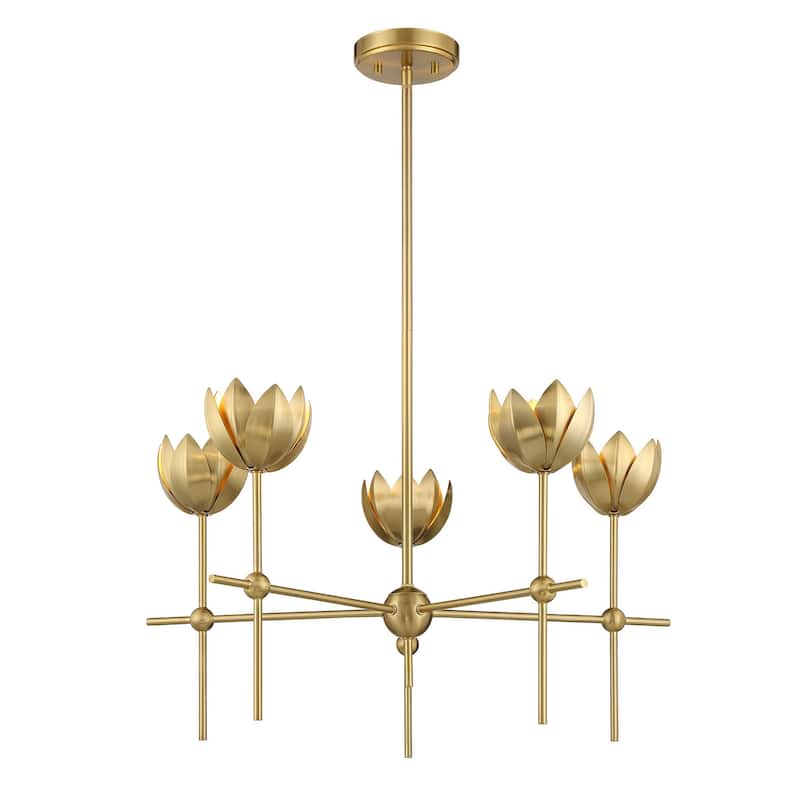 Bellevue SHCH60472 5 Light 26" Wide Chandelier with Floral Shades