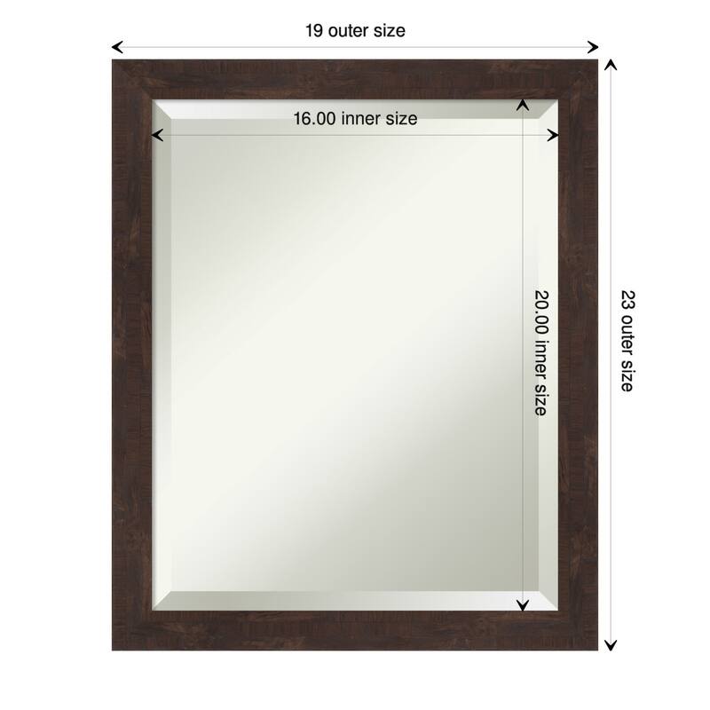Beveled Wood Bathroom Wall Mirror - Fresco Dark Walnut Frame - 19 x 23 in - Fresco Dark Walnut