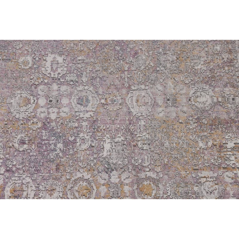 Purple Art & Craft Turkish Area Rug Machine Made Floral Carpet - 5'0" x 8'0"