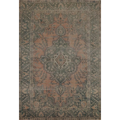 Vintage Tabriz Persian Area Rug Handmade Traditional Wool Carpet - 6'7" x 9'7"