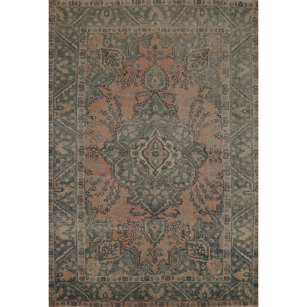 Vintage Tabriz Persian Area Rug Handmade Traditional Wool Carpet - 6'7" x 9'7"