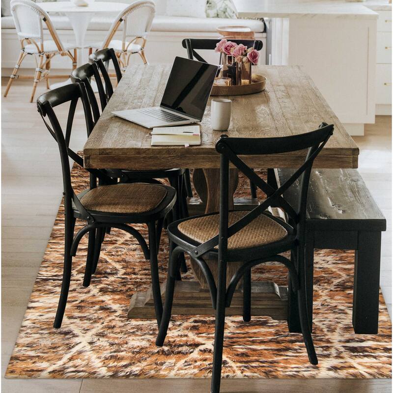 ECARPETGALLERY Braid weave Sienna Brown Wool Rug - 5'3 x 7'9