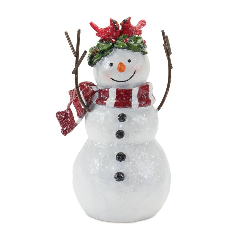 Snowman Figurine with Cardinal Accents (Set of 2) On Sale Bed Bath