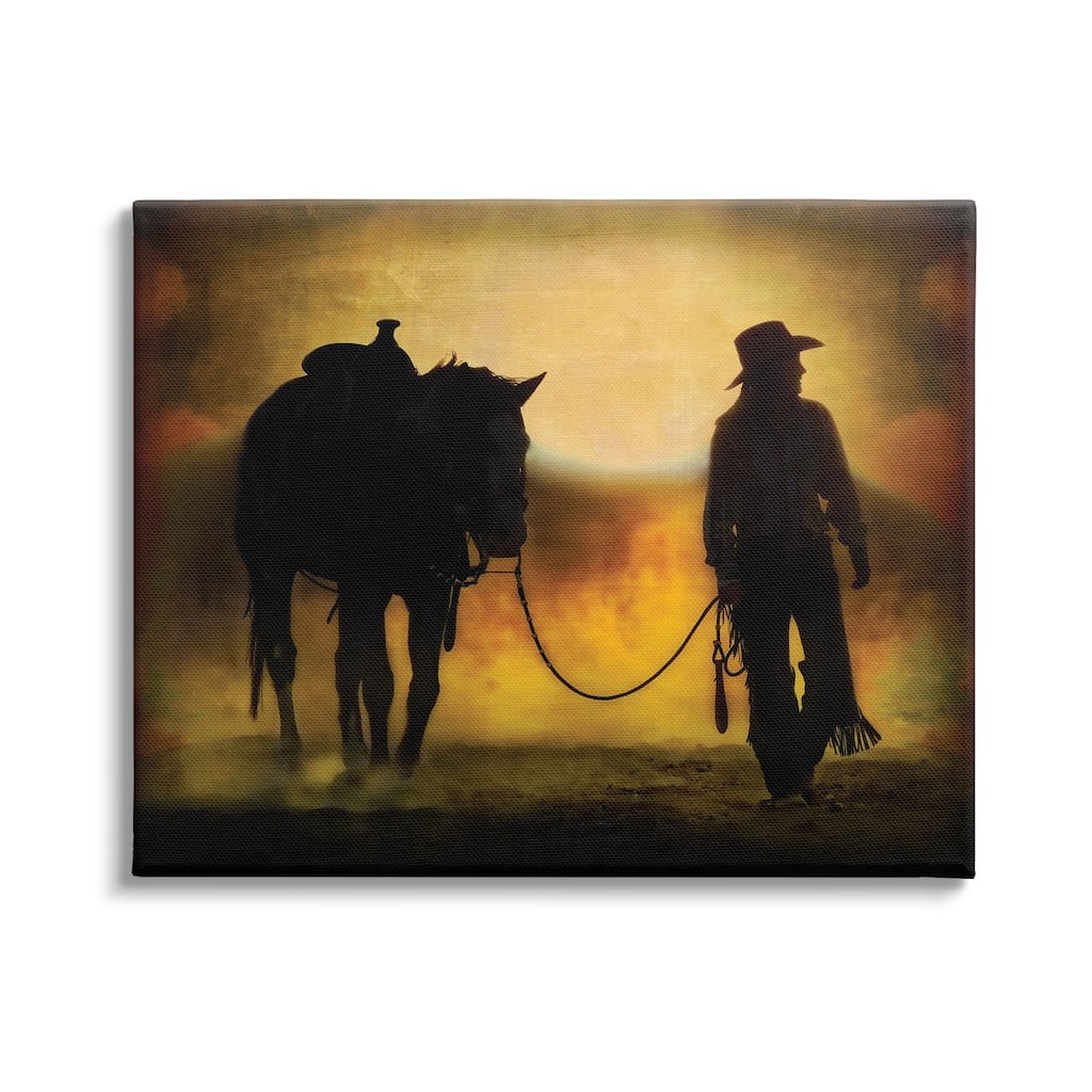 Stupell Cowgirl & Horse Silhouette Canvas Wall Art Design by PBurchettePhoto