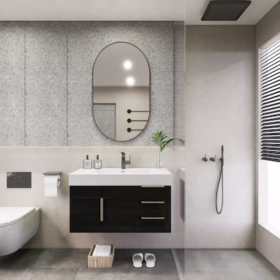 Noble 36" Wall Mounting Vanity (R Drawer) with Reinforced Acrylic Sink