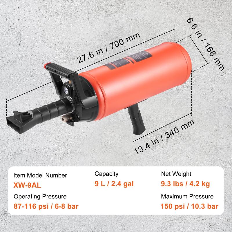 Tire Bead Blaster, 150 PSI, Handheld 2.4 Gal/9 L Air Bead Seater, Portable Inflation Tool, 87-116 PSI for Trucks, ATVs - 150 PSI
