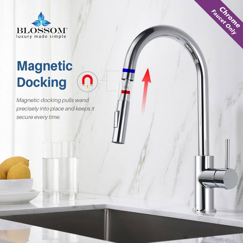 Blossom Solid Pull-Down Kitchen Faucet w/ 360 Swivel, Single Handle