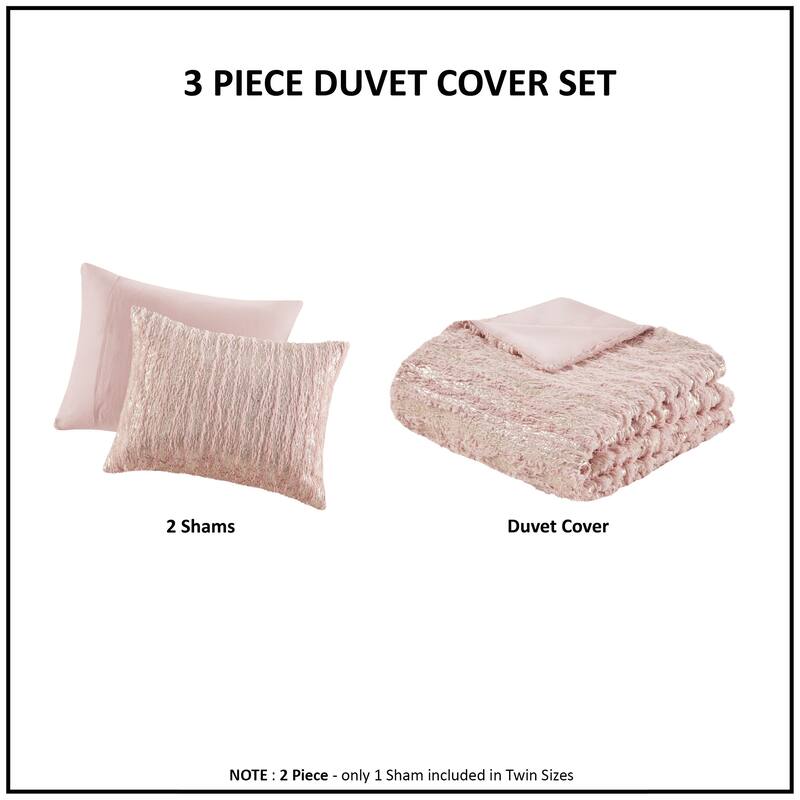 Intelligent Design Alaia Metallic Print Synthetic Fur Duvet Cover Set