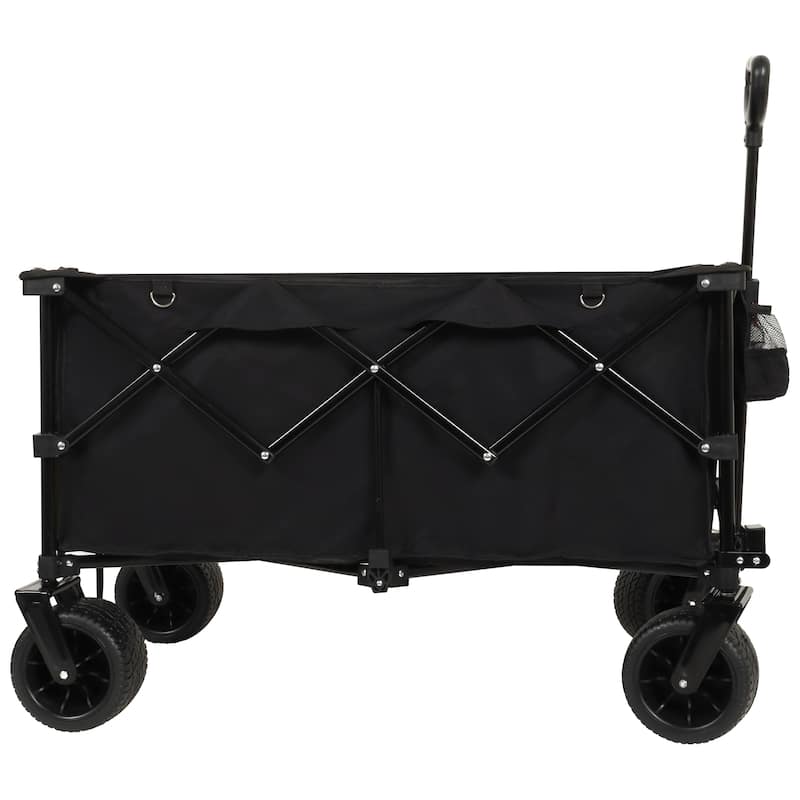 Heavy-Duty 360lb Capacity Foldable Utility Wagon-All-Terrain Quiet Wheels, Adjustable Handle & Cup Holders for Gardening