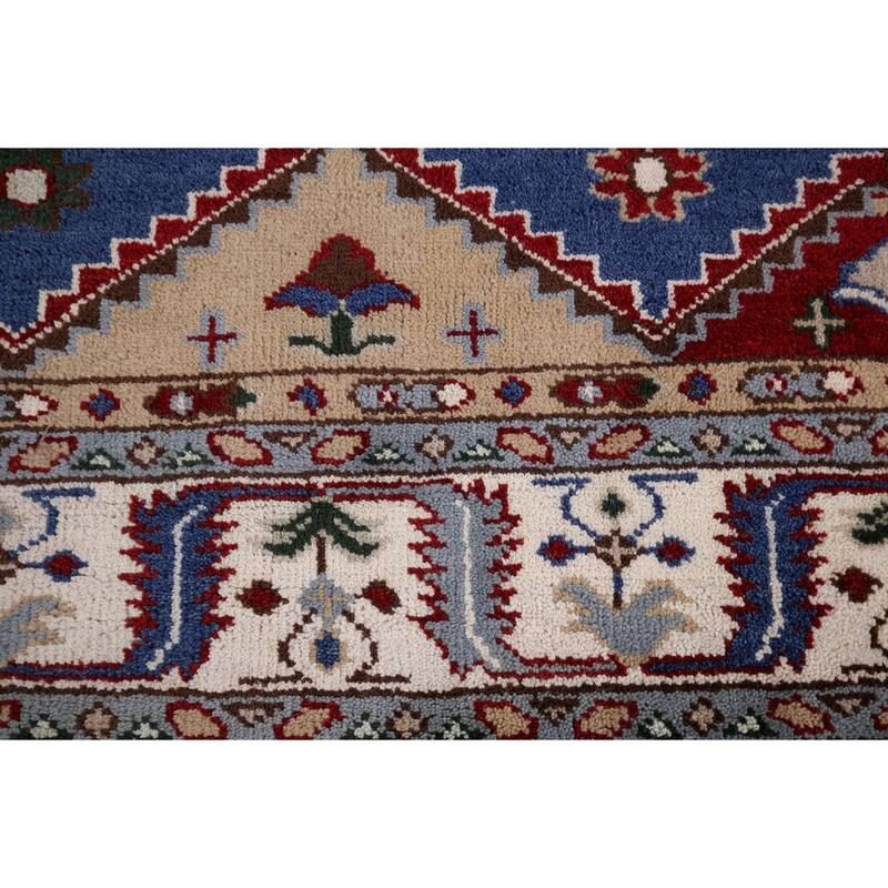 Blue Kazak Area Rug Hand-Knotted Wool Carpet - 8'1" x 9'11"