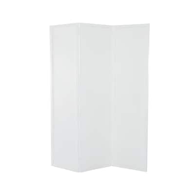 Mango Wood Hinged Foldable Partition 3 Panel Room Divider Screen with Carved Design - White or Black - Roche River Decor