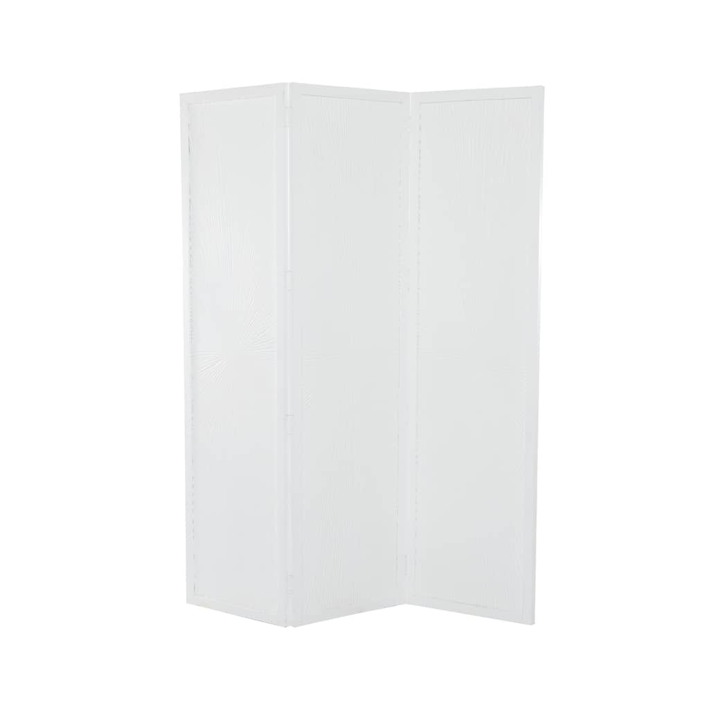 Mango Wood Hinged Foldable Partition 3 Panel Room Divider Screen with Carved Design - White or Black - Roche River Decor