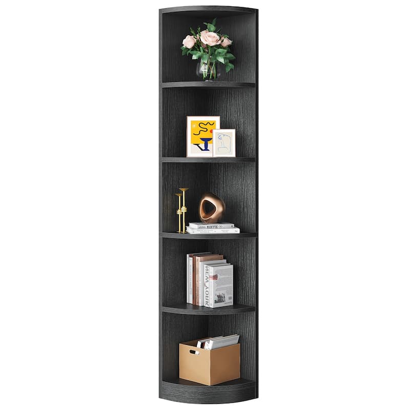Moasis Modern 5-Tier Corner Shelf, 70" Tall Corner Bookshelf Freestanding Display Bookcase