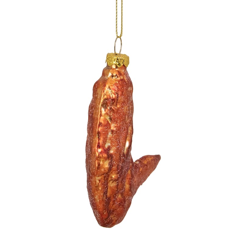 4" Buffalo Flat Chicken Wing Glass Christmas Ornament