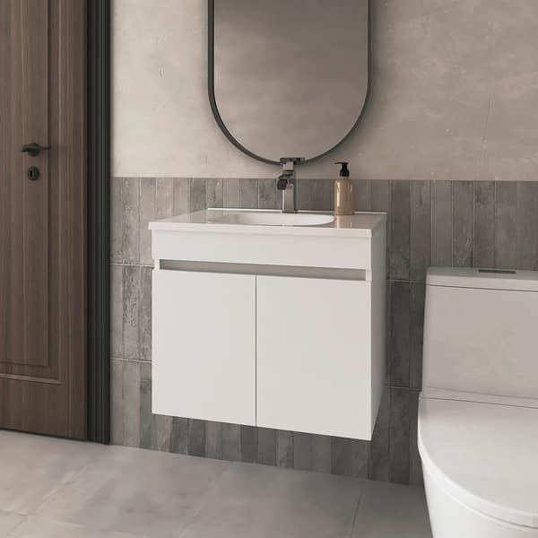 slide 2 of 14, Rainbow City Vanity with 2 Doors White