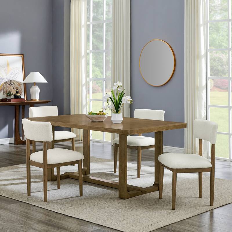 Roundhill Furniture Andus 5-Piece Dining Set, Light Oak