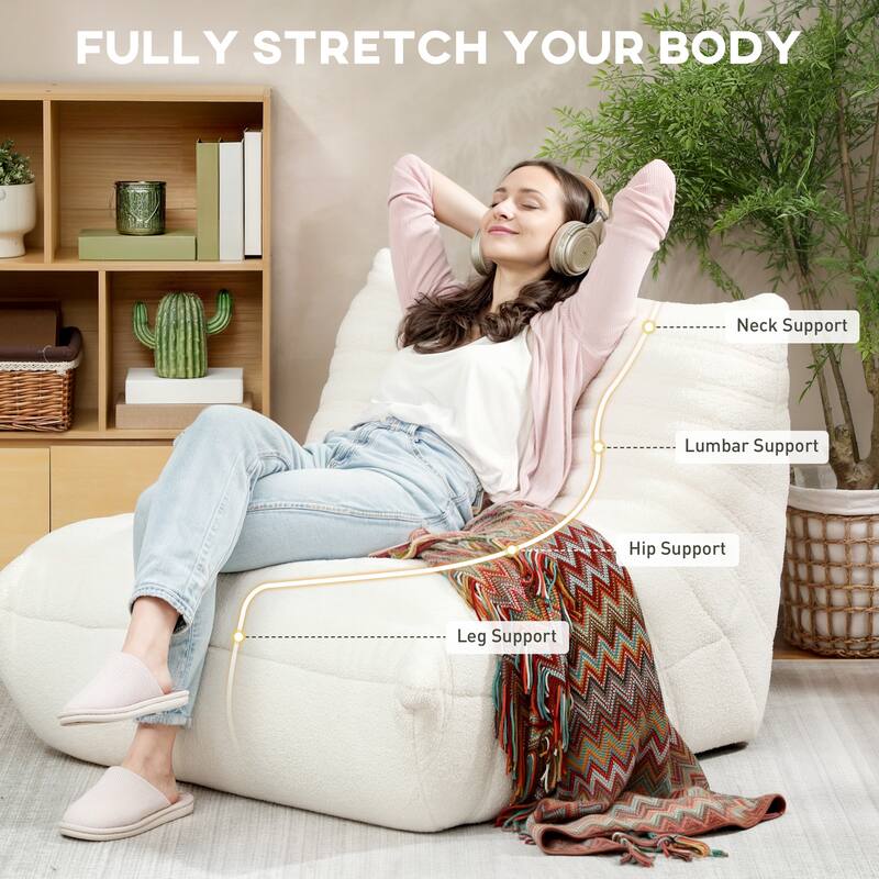 HOMCOM Bean Bag Chair for Adults, Giant Fireside Chair Lazy Sofa, Bean Bag Sofa with High Density Comfortable Foam