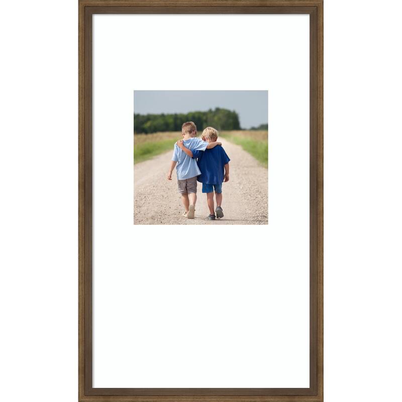 Lucie Black Framed Picture Frame, Photo Frame - 13x22 Matted White 8x8 - Lucie Light Bronze
