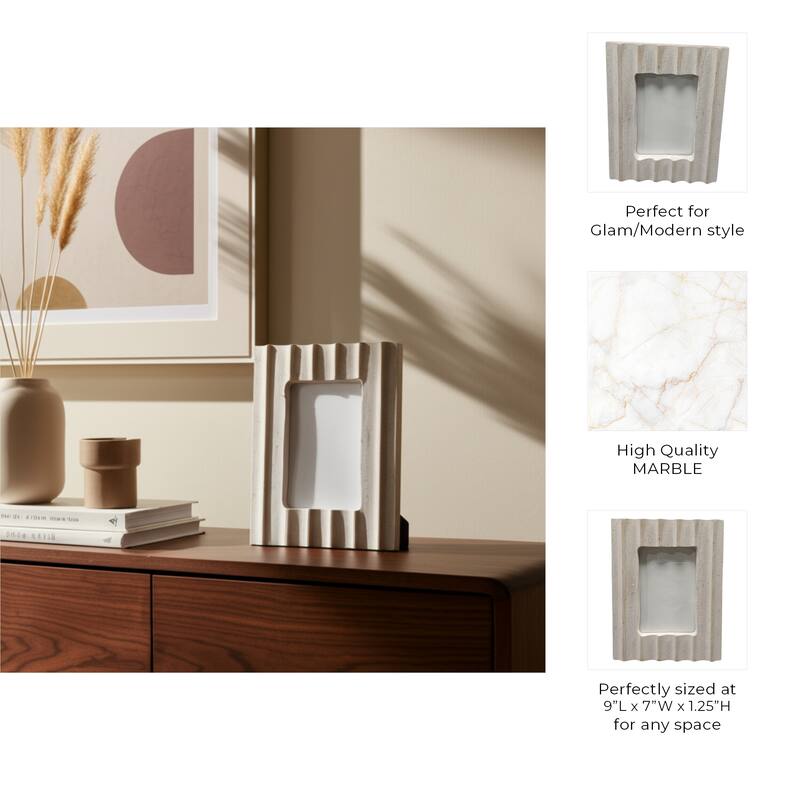 Marble Wood Picture Frame Wavy Texture Valencia Style - 1" Ivory