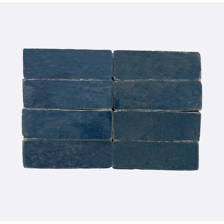 Moroccan Handmade 2x6 Solid Color Zellige Tile Marine Blue