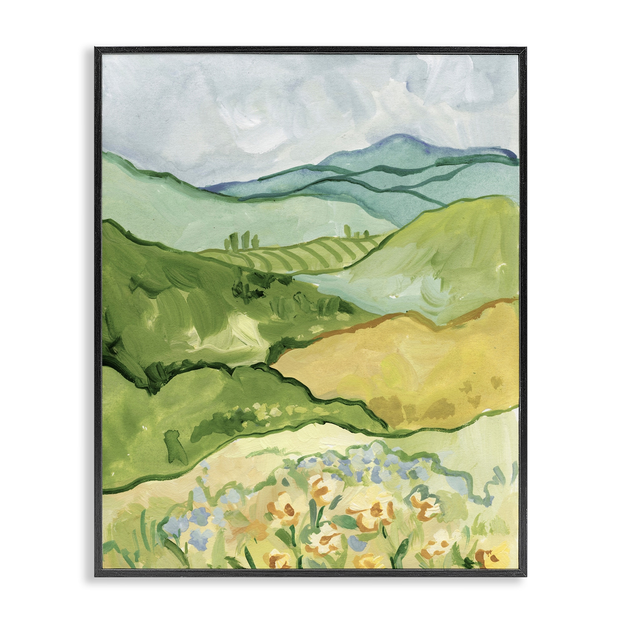 Stupell Green Meadow Rolling Hills Framed Giclee Art Design By Victoria Barnes