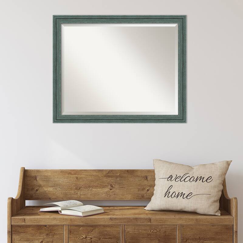 Upcycled Beveled Wood Framed Wall Mirror