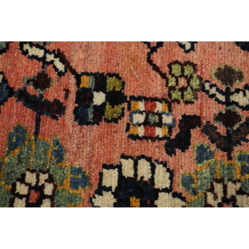 Hand Knotted Oriental 100% Wool Carpet Traditional Floral Black Bakhtiari Runner Rug - 14' 7'' X 3' 9''