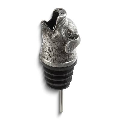 Curata Stainless Steel Pewter Finish Pig Bottle Pourer/Aerator