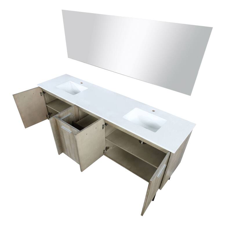 Lancy Rustic Acacia Bath Vanity, Cultured Marble Top and Mirror