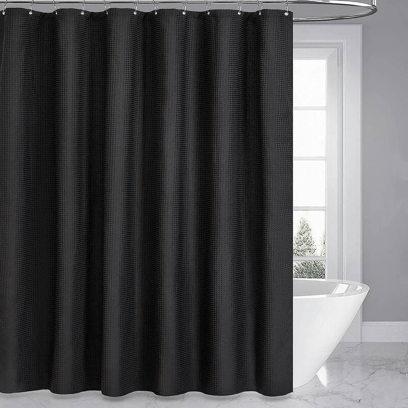 70" x 72" - Black Fabric Textured Glam luxury Shower Curtain