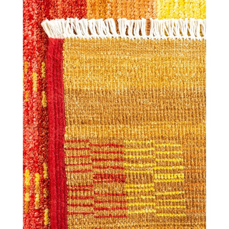 Overton Hand Knotted Wool Vintage Inspired Modern Contemporary Modern Red Area Rug - 4' 3" x 6' 0"