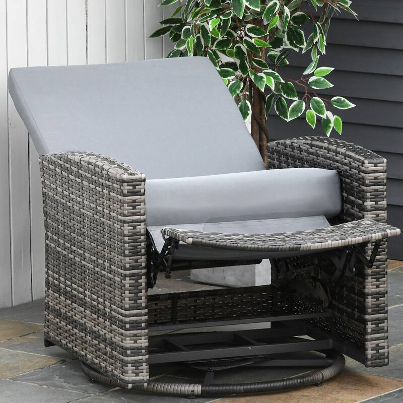 Outsunny Outdoor Wicker Swivel Recliner Chair (Excluding the table)