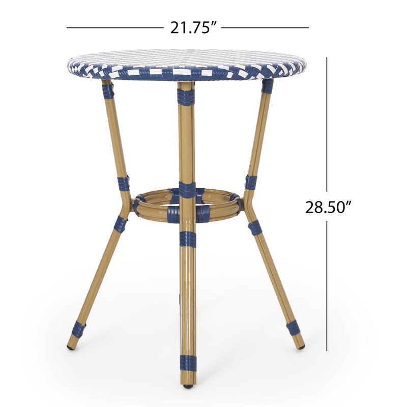 Picardy Outdoor Aluminum and Wicker Outdoor French Cafe Set by Christopher Knight Home