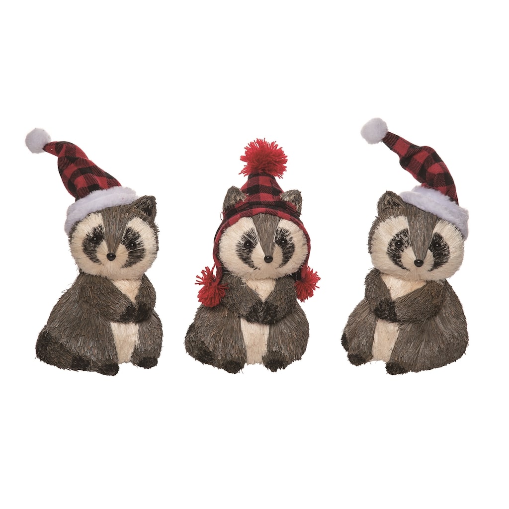 Transpac Foam Playful Raccoon Decor Set of 3 Christmas Home Decorations