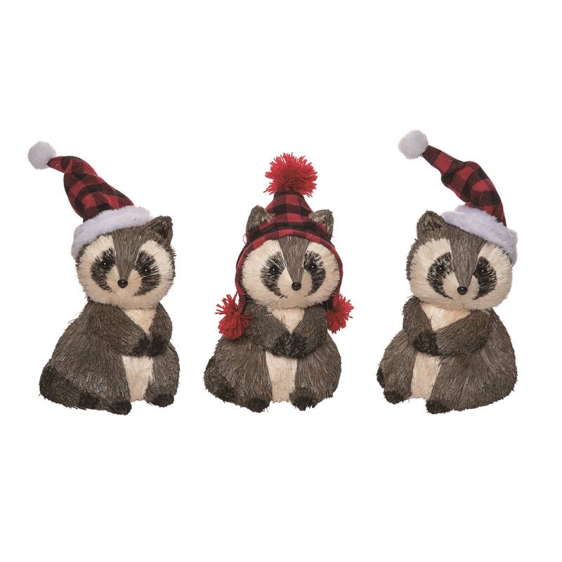 Transpac Foam Playful Raccoon Decor Set of 3 Christmas Home Decorations