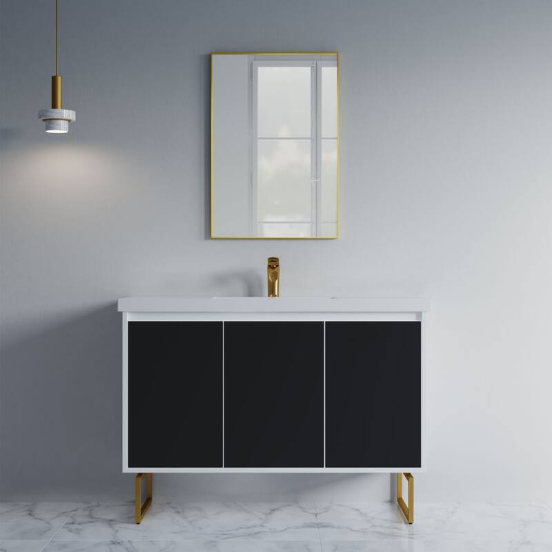 Kennan 48" Single Bathroom Vanity Set with Rectangle Legs - Black