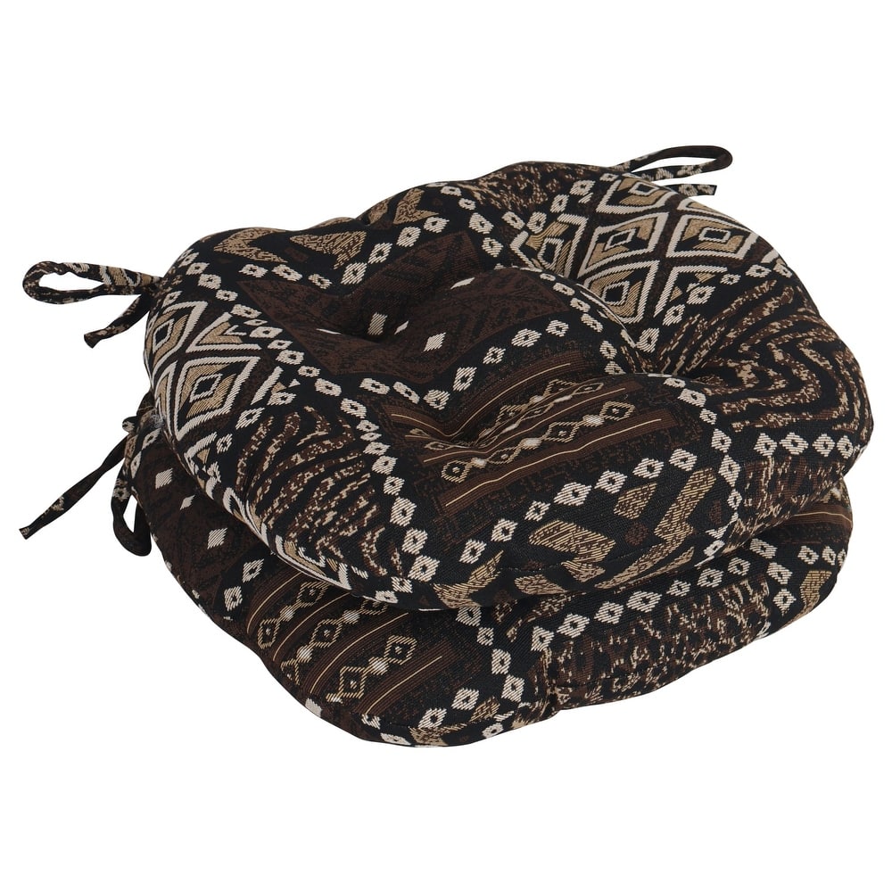 16-Inch Round Woven Tapestry Tufted Chair Cushions (Set of 2 or 4) - 16 x 16