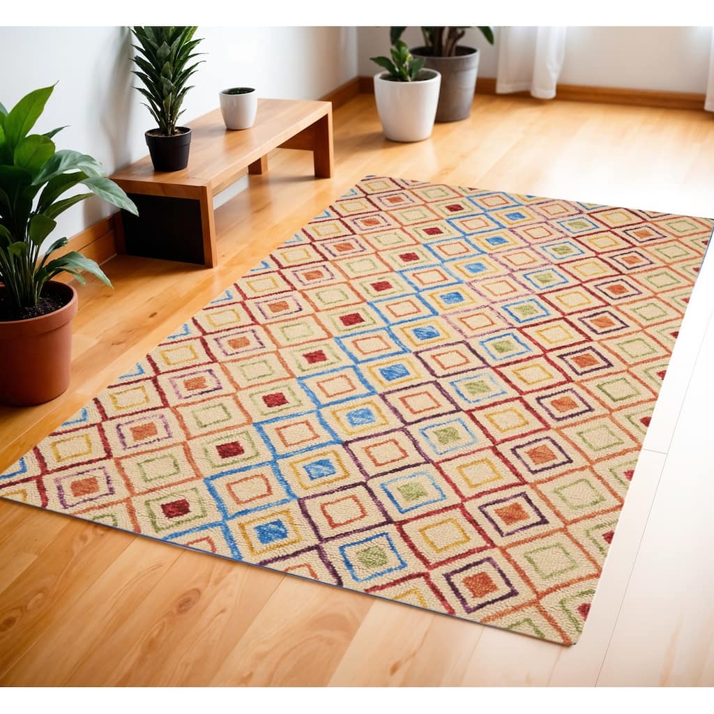 HomeRootsGeometric Bohemian Rectangle Area Rug - 72' X '48' X '0.5